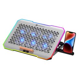 Portronics POR-2186 My Buddy Air Pro Laptop Cooling Pad with 6 Cooling Fans 5 Level Angle and Height Adjustable 10 RGB Light Modes Mobile Stand USB Powered for upto 17 Inch Laptops-Grey-7