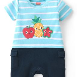 Babyhug 100% Cotton Half Sleeves Romper Fruit Print - Blue-image-25