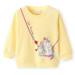 Babyhug Cotton Knit Full Sleeves Sweatshirt with Unicorn Design - Yellow-image-89