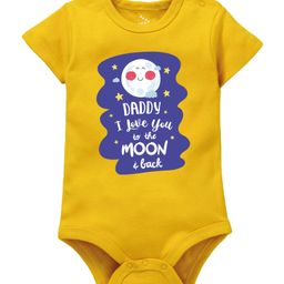 Zeezeezoo 100% Cotton Half Sleeves Daddy I Love You To The Moon & Back Text Printed Onesie - Yellow-image-22