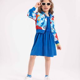 Ollington St. 100% Cotton Inner Dress With Printed Full Sleeves Hoodie - Blue-picture-17