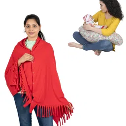 nene MultiPurpose Knitted Breastfeeding Shawl & Pillow Combo - Red-picture-22
