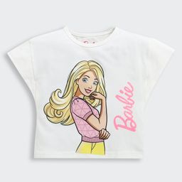 Barbie by Tiny Girl Mattel Featuring Cap Sleeves Character Printed Top - White-image-62