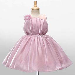 Bluebell Tissue Woven Sleeveless Party Dress With Floral Applique - Pink-image-26