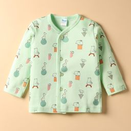 Tango Interlock Knit Full Sleeves Jhabla With Animal Print - Light Green-picture-9