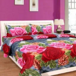 Aura Floral Printed 144 TC King Double Bedsheet with 2 Pillow Covers-image-97