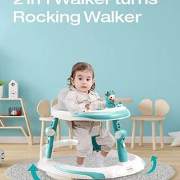 Babyhug Elephant 2 In 1 Walker Cum Rocker With Detachable Musical Toy Bar & Multiple Height With Seat Adjustments - Green image 2
