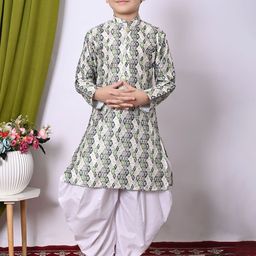 NFC CREATION Boys Embroidered Regular Sequinned Dupion Silk Kurta with Patiala-46