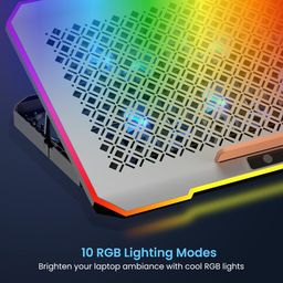Portronics POR-2186 My Buddy Air Pro Laptop Cooling Pad with 6 Cooling Fans 5 Level Angle and Height Adjustable 10 RGB Light Modes Mobile Stand USB Powered for upto 17 Inch Laptops-Grey image 3