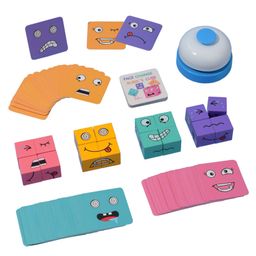 Sanjary Wooden Emoji Cube face Changing Expression Cube Matching Puzzle for Kids color design may vary image 3