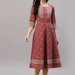 YASH GALLERY Women Floral Printed Sequinned Anarkali Kurta-19