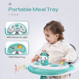 Babyhug Elephant 2 In 1 Walker Cum Rocker With Detachable Musical Toy Bar & Multiple Height With Seat Adjustments - Green image 5