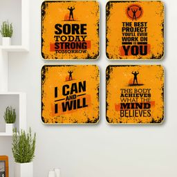 Livin'luxe Unisex Set Of 4 Gym Motivational Quotes MDF Wall Paintings-picture-48