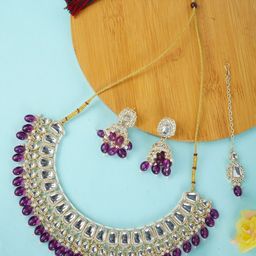 Divisha Gold-Plated Stones Studded & Beaded JewellerySet-image-83