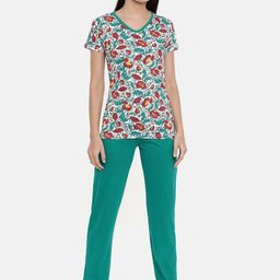 zebu Women Green Printed Night suit-image-58