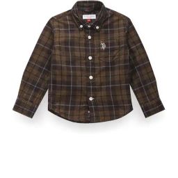 U.S. Polo Assn. Kids Brown Checks Full Sleeves Shirt-image-51