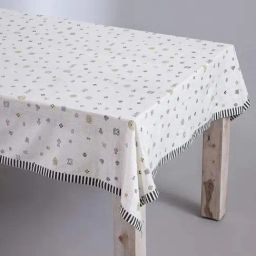 Tattoo Cotton Light Slub Olive And Grey Print & Pattern Table Covers -Set Of Large-20
