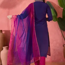 Sangria Zari Sequence Embroidered Kurta With Trousers & Dupatta image 4