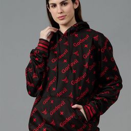 GO DEVIL Women Printed Hooded Sweatshirt-image-60