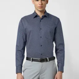 Van Heusen Navy Cotton Regular Fit Printed Shirt-picture-42