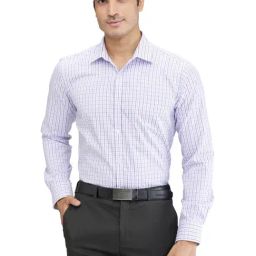 Park Avenue Blue Slim Fit Checks Shirt-image-73