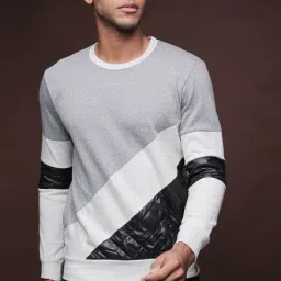 Campus Sutra Grey & White Round Neck Sweatshirt-picture-39