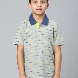 Beverly Hills Polo Club Kids Grey Printed Polo T-Shirt-image-86