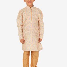 Pro-Ethic Style Developer Kids Cream & Beige Printed Full Sleeves Kurta with Pyjamas-image-65