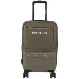 NAKURU Voyager Army Green Solid Soft Cabin Trolley Bag -20 cm-image-2