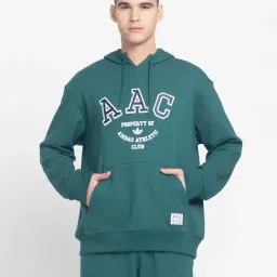 Adidas Originals Green Cotton Regular Fit Printed Hooded Sweatshirt-image-40