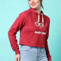 Campus Sutra Red Cotton Graphic Print Sweatshirt-image-60