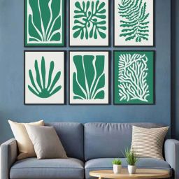 999Store Green & White Canvas Abstract Ocean Painting - Set of 6-2