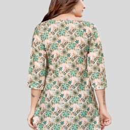 Saree Swarg Cream Printed A-Line Short Kurti image 2