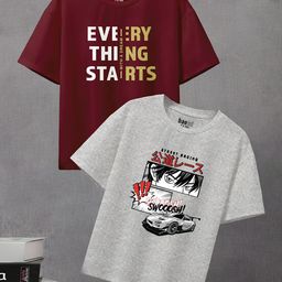 BAESD Boys Pack Of 2 Graphic Printed T-shirt-picture-41