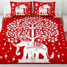 Living Roots Printed Red 240 TC Cotton Bedsheet with 2 Pillow Covers-image-73