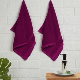 Welspun dark magenta 100% cotton quik dry hand towel-image-98