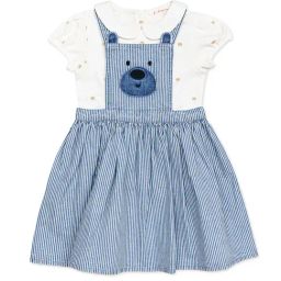 H by Hamleys Kids White & Blue Printed Top with Dungree-image-6