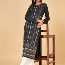 YU by Pantaloons Grey Printed Straight Kurta-image-31