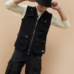 SmileyWorld Black Cotton Regular Fit Jacket-image-8