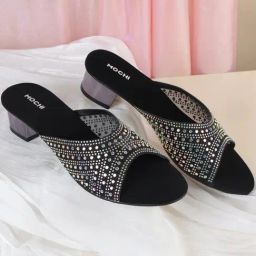 Mochi Women's Black Ethnic Sandals-image-95