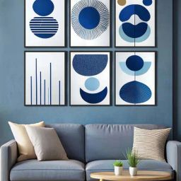 999Store Blue & White Canvas Monochromatic Painting - Set of 6-24