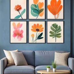 999Store Multicolor Canvas Modern Flower Painting - Set of 6-45