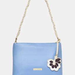 Caprese Sunshine Powder Blue Solid Medium Shoulder Handbag-image-100