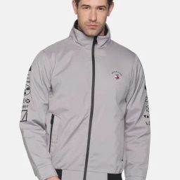 SHOWOFF Grey Cotton Slim Fit Solid Jacket-24
