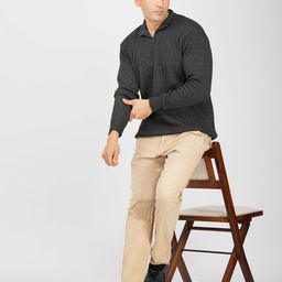 Kveto style redefined Men Ribbed Shirt Collar Pullover-image-61