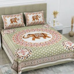 Living Roots Printed Green 240 TC Cotton Bedsheet with 2 Pillow Covers-image-89