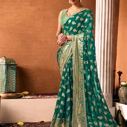 KALINI Woven Design Zari Pure Georgette Saree-image-91