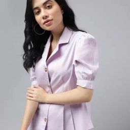 Hancock Lavender Cuban Solid Pure Cotton Regular Fit Pleated Formal Shirt-image-29