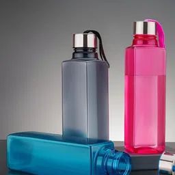 Aura Blue & Pink Set of 6 Plastic Solid Water Bottle image 2