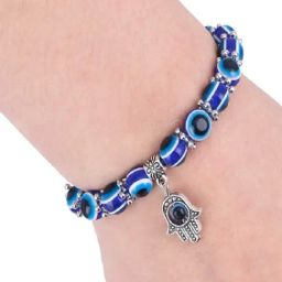 Oomph Blue Hamsa Fatima Evil Eye Goodluck Beads Fashion Charms Bracelet-image-61